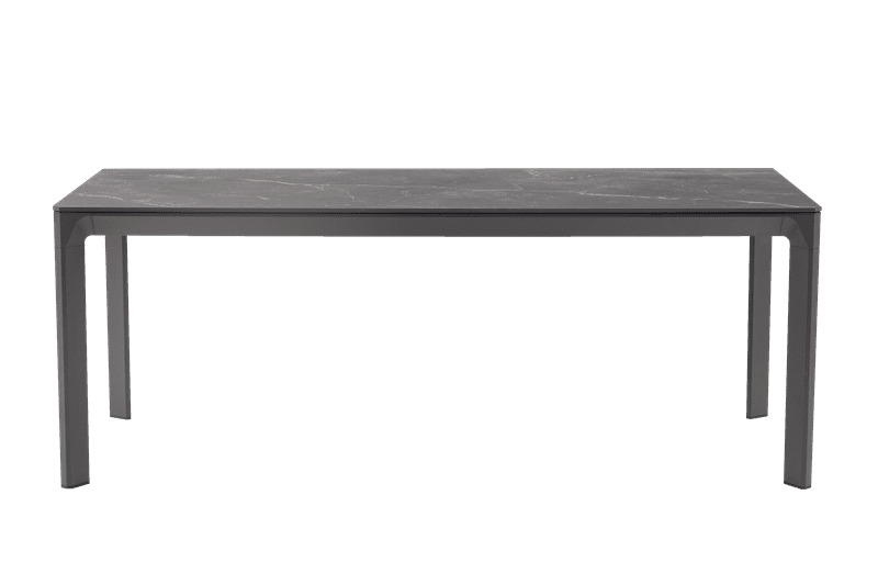 Mesa de comedor Boori 200x90 cm aluminio antracita top mesa porcelánico negro