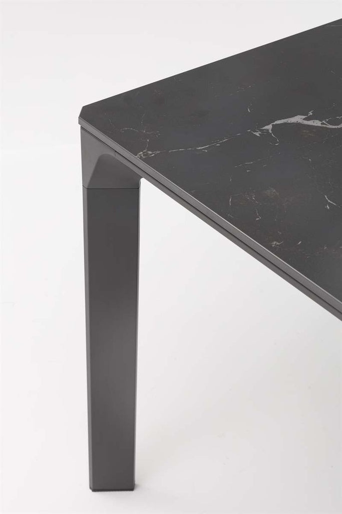 Mesa de comedor Boori 200x90 cm aluminio antracita top mesa porcelánico negro