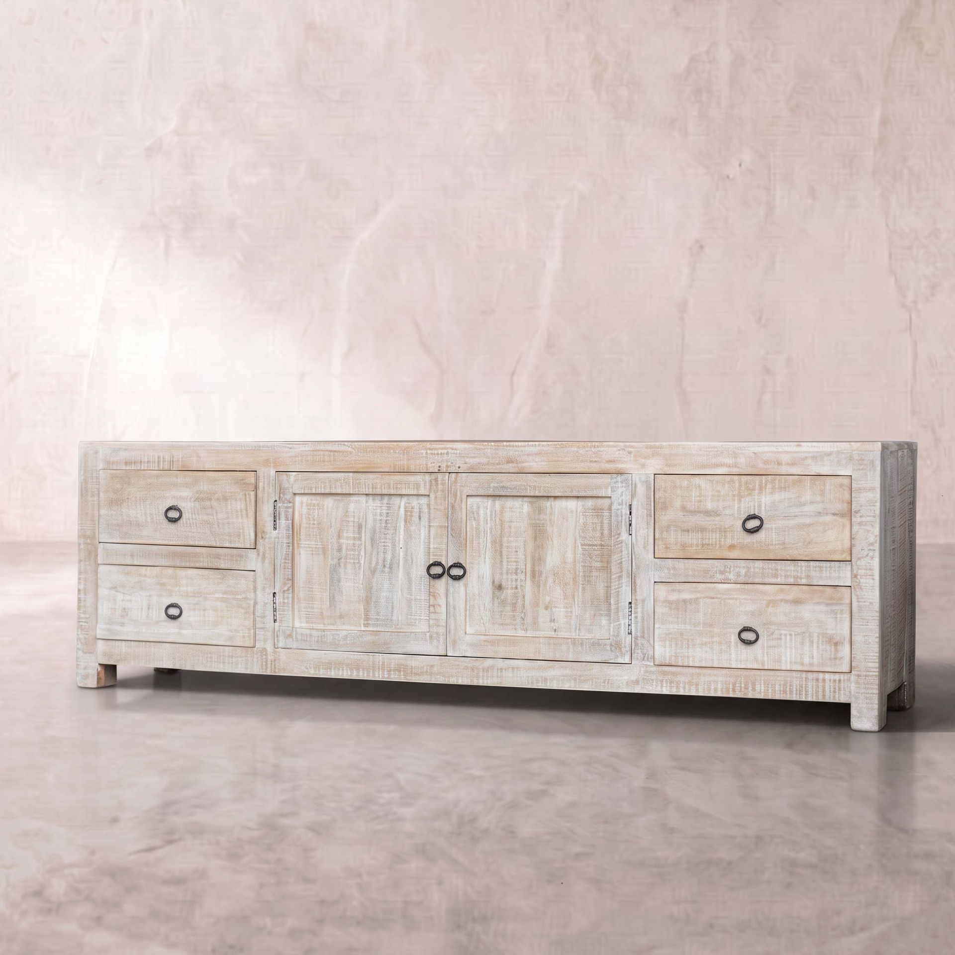 Mueble de TV Goa 2 Puertas / 4 cajones 200x40x60cm | Madera de Mango