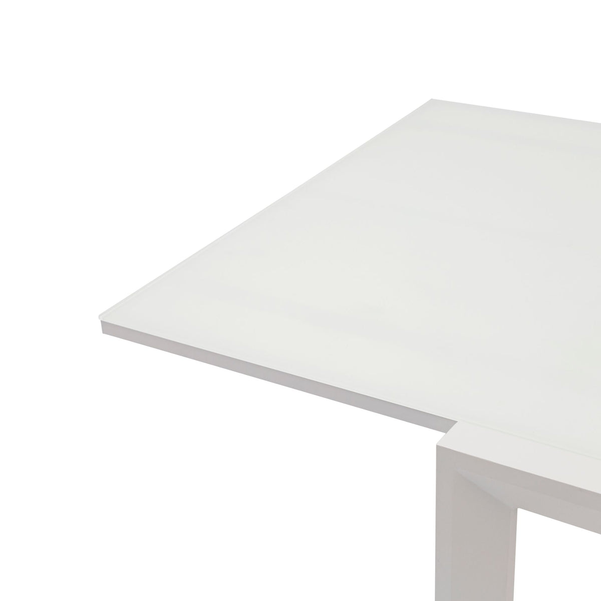 Mesa extensible ORICK 100 x 150/225 cm aluminio y cristal blanco
