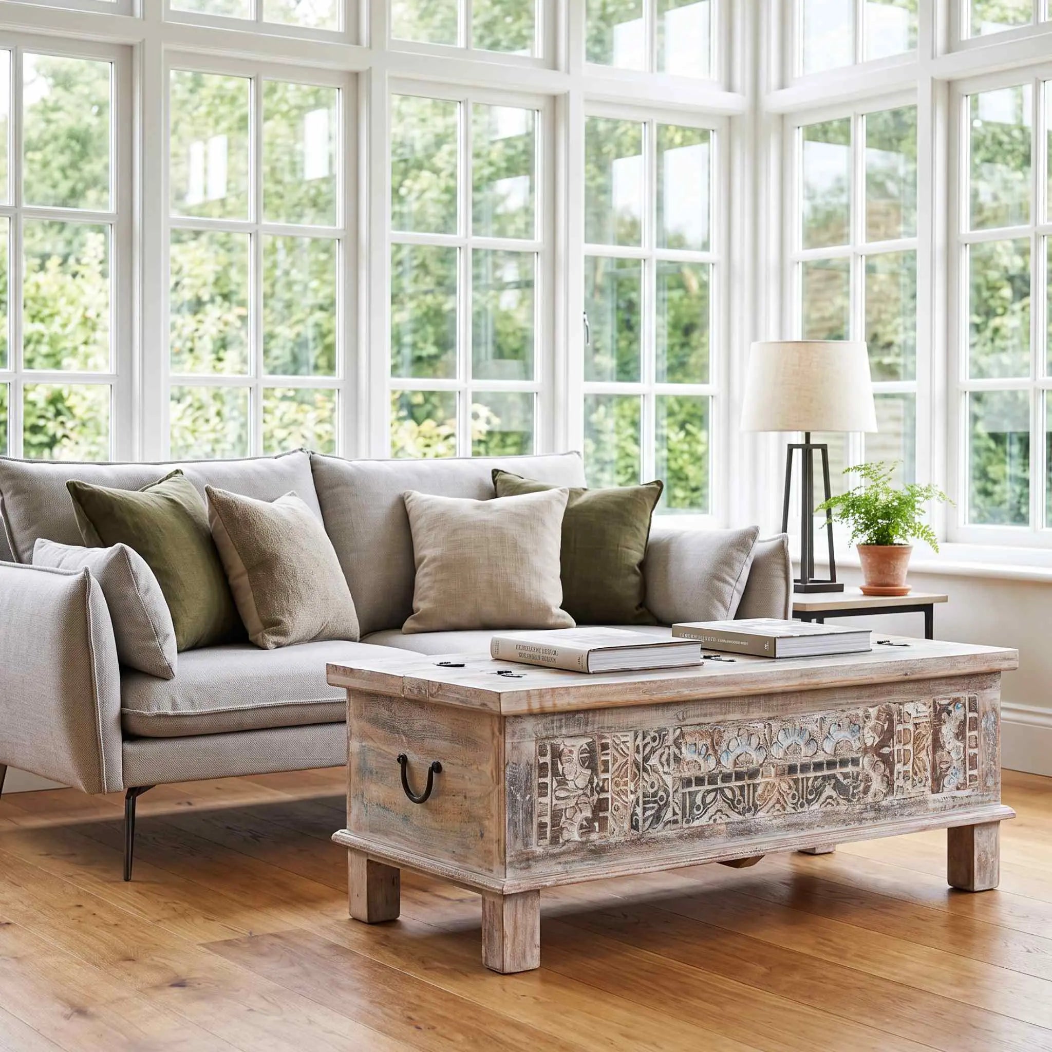 Mesa de Centro Baúl de Madera ALHMIRAH 120x65x45cm | Madera de mango