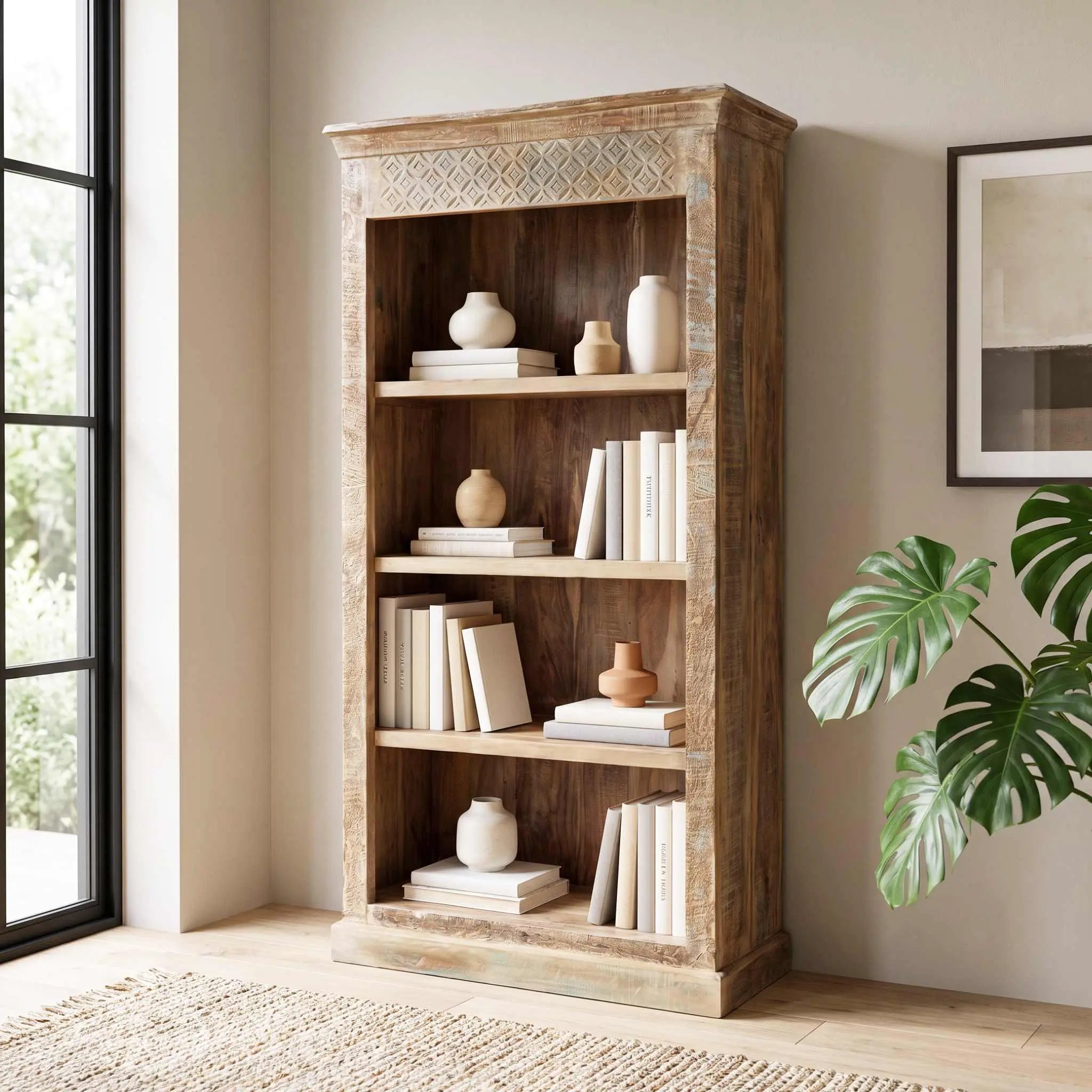 Estantería librería Alhmirah 90x40x180cm | Madera de Mango