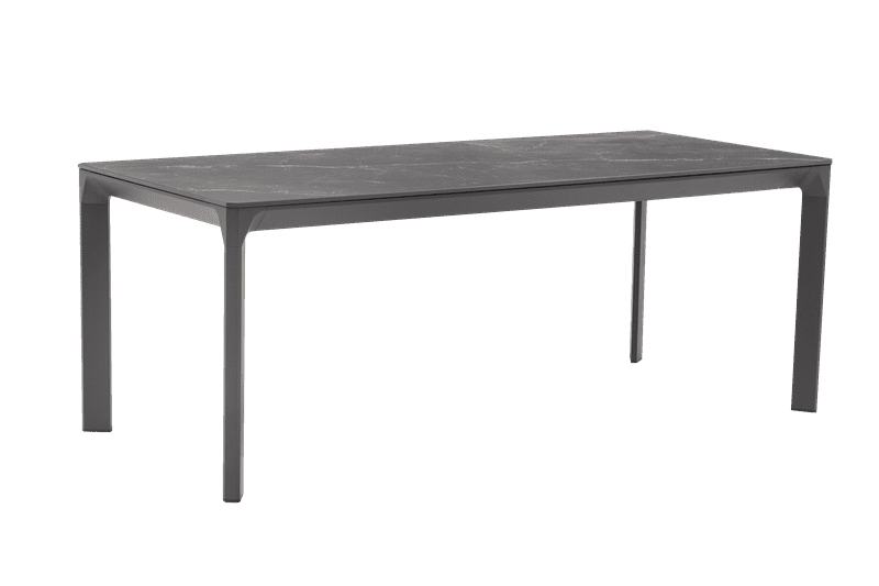 Mesa de comedor Boori 200x90 cm aluminio antracita top mesa porcelánico negro