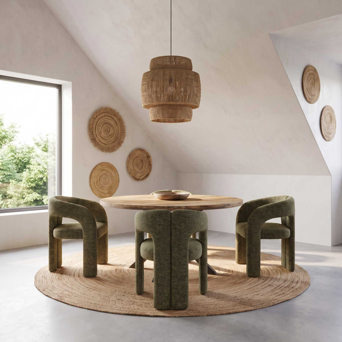 Silla de comedor Kolding Verde | Tapizado y Apilable