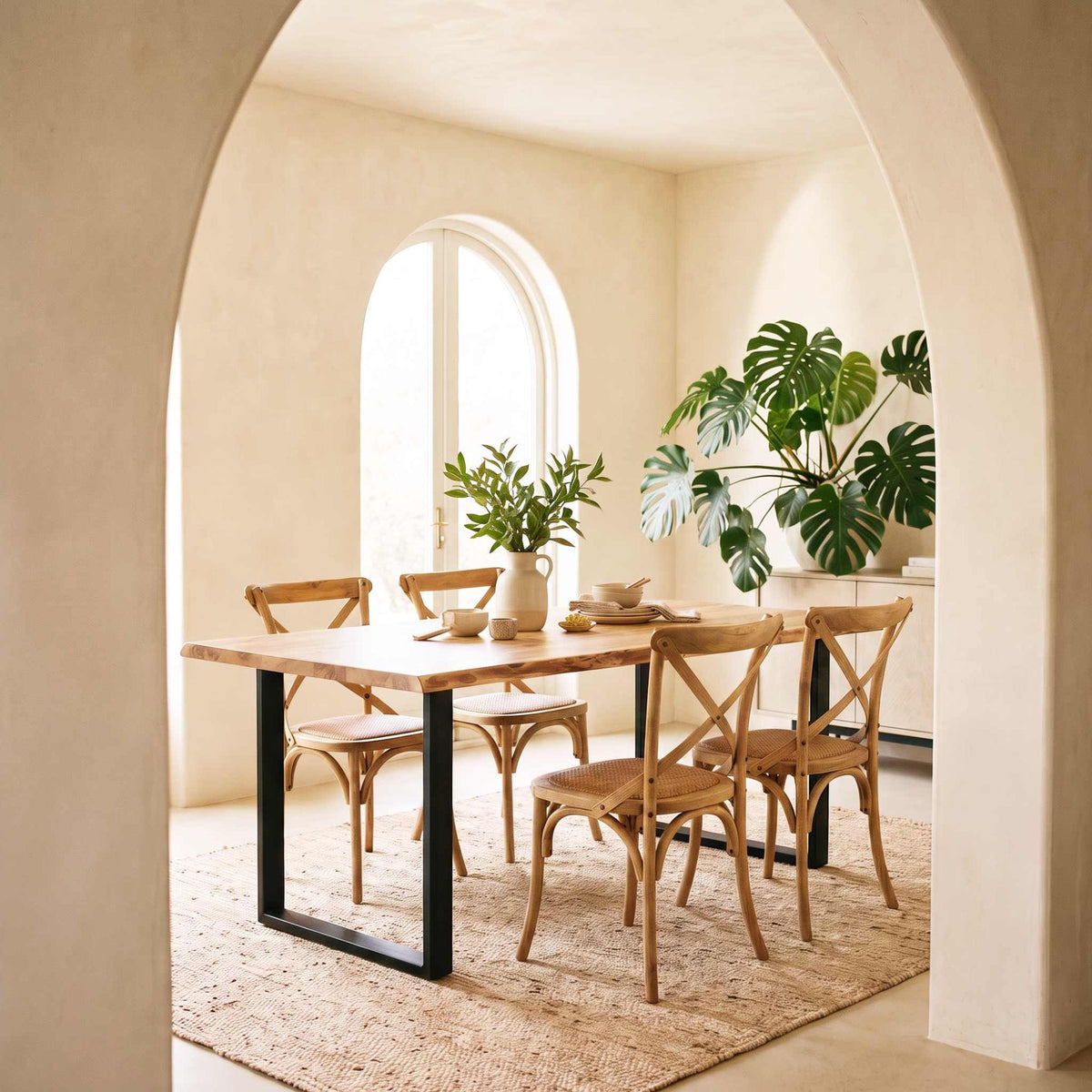 Silla de comedor Cross Back Oak Natural | Roble macizo