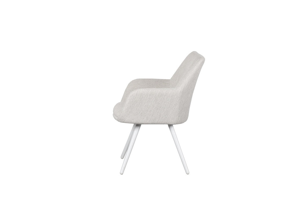Silla de comedor Eren aluminio blanco textil beige. | Kubu #