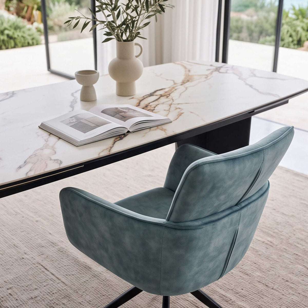 Silla de comedor con brazos Luxton Petrol | Kubu