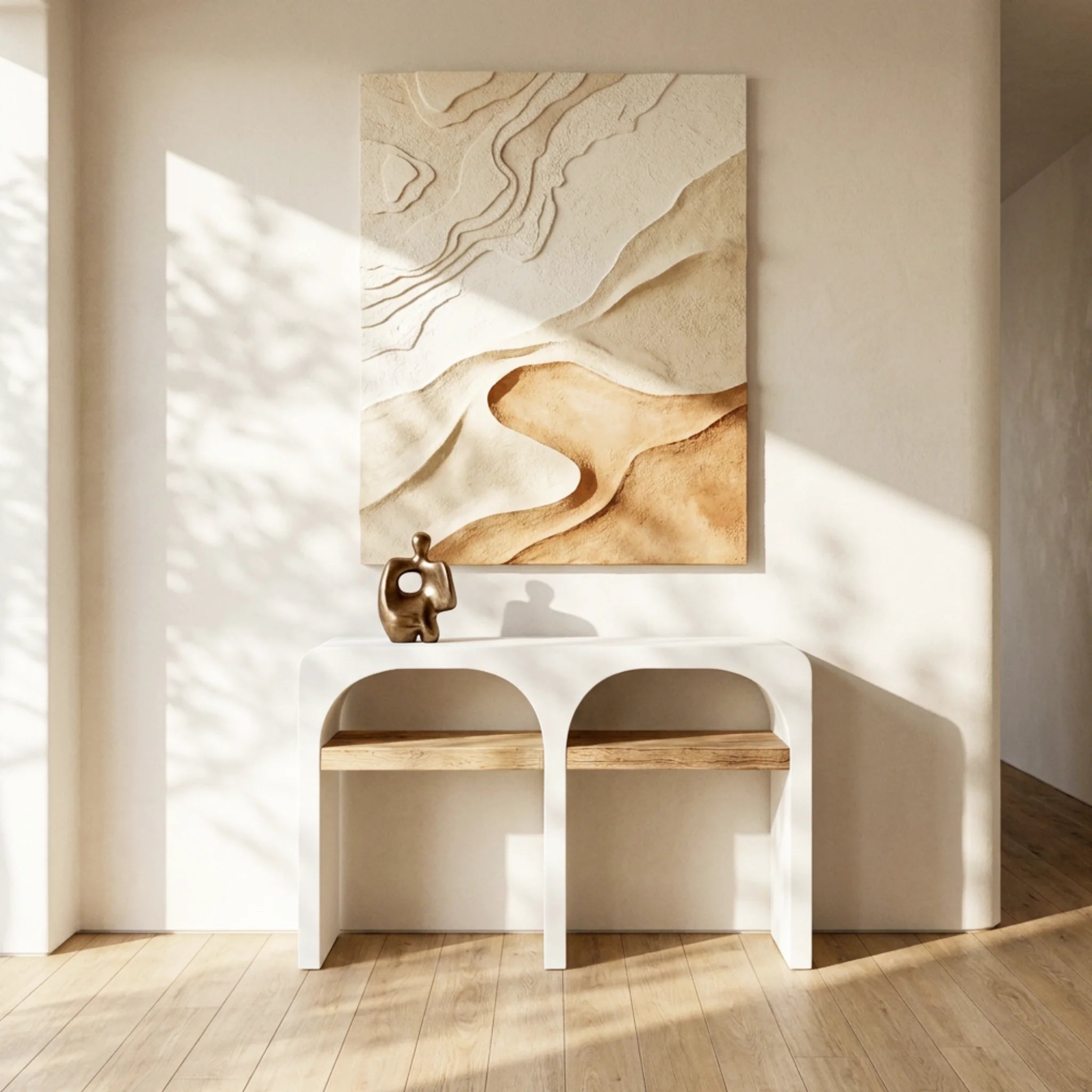 Consola Eivissa120x35x76cm | Blanco Mate y Madera reciclada de Acacia
