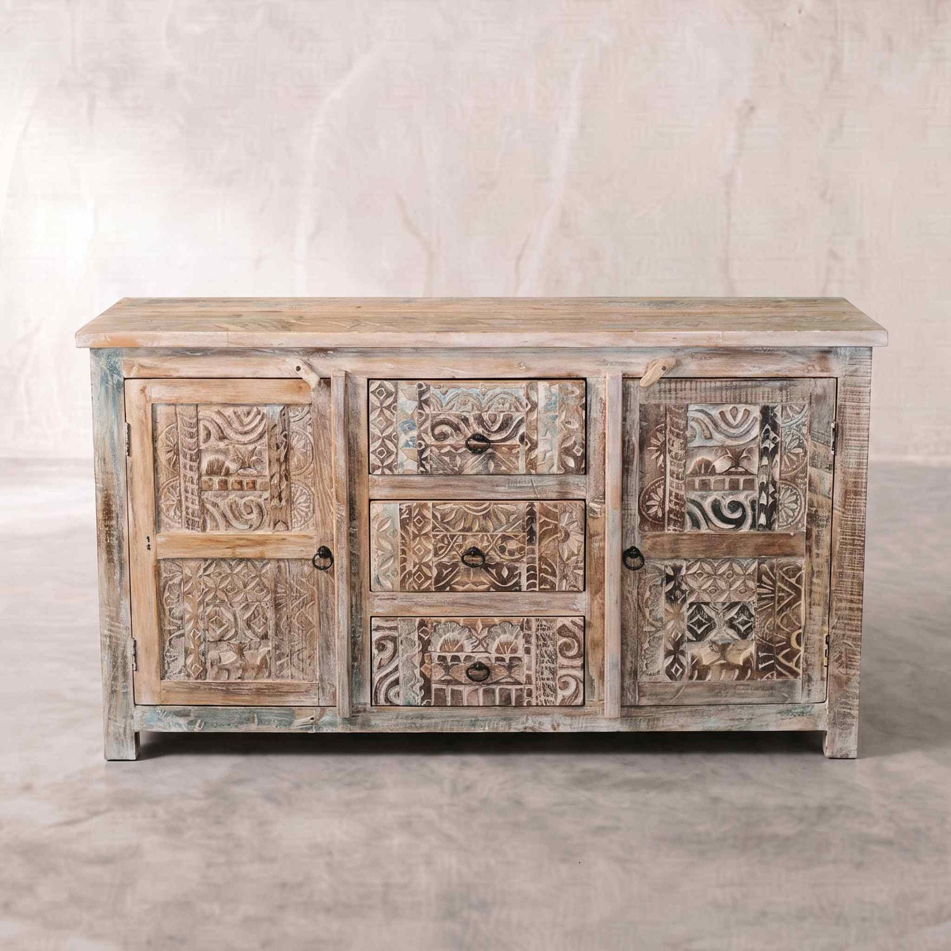Aparador Alhmirah 2 puertas - 3 cajones 150x45x85cm | Madera de Mango