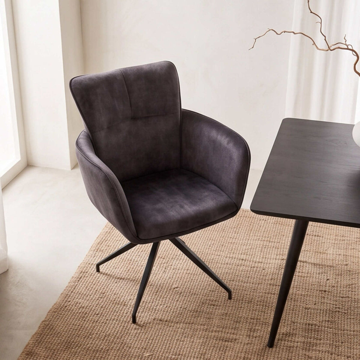 Silla de comedor con brazos Luxton Antracite | Kubu