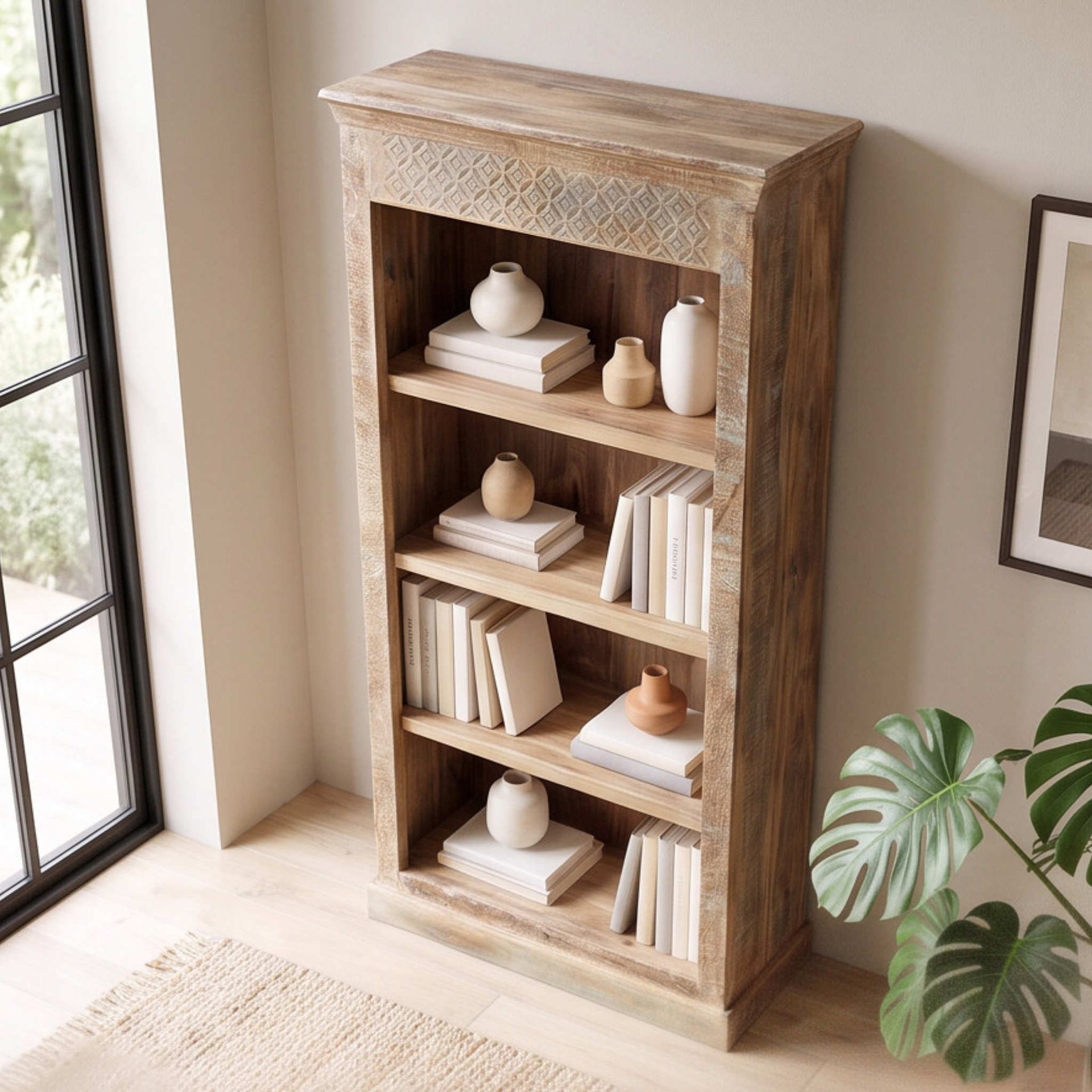 Estantería librería Alhmirah 90x40x180cm | Madera de Mango