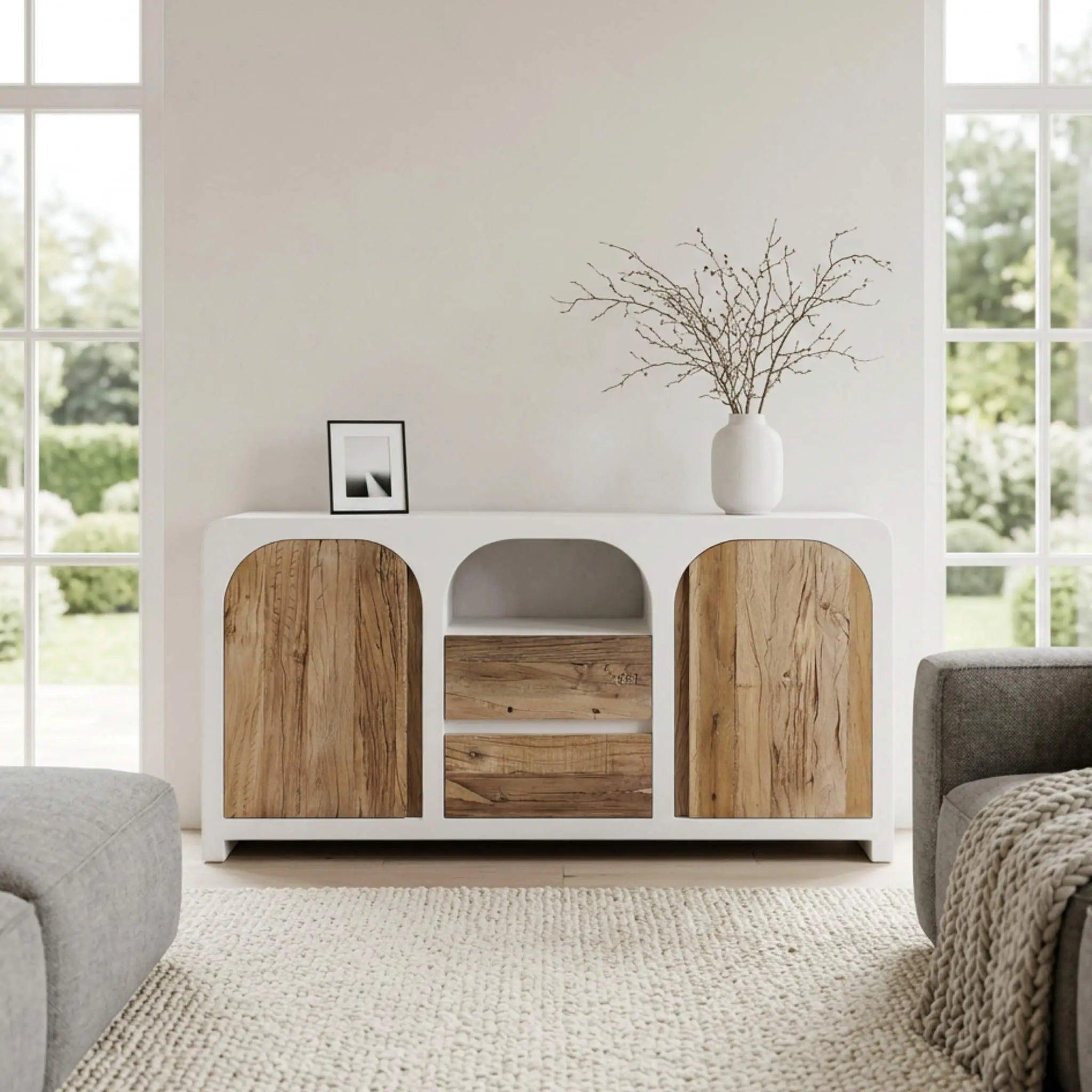 Aparador Eivissa 2 Puertas / 2 cajones 160X47X80cm | Madera reciclada Acacia | KUBU #