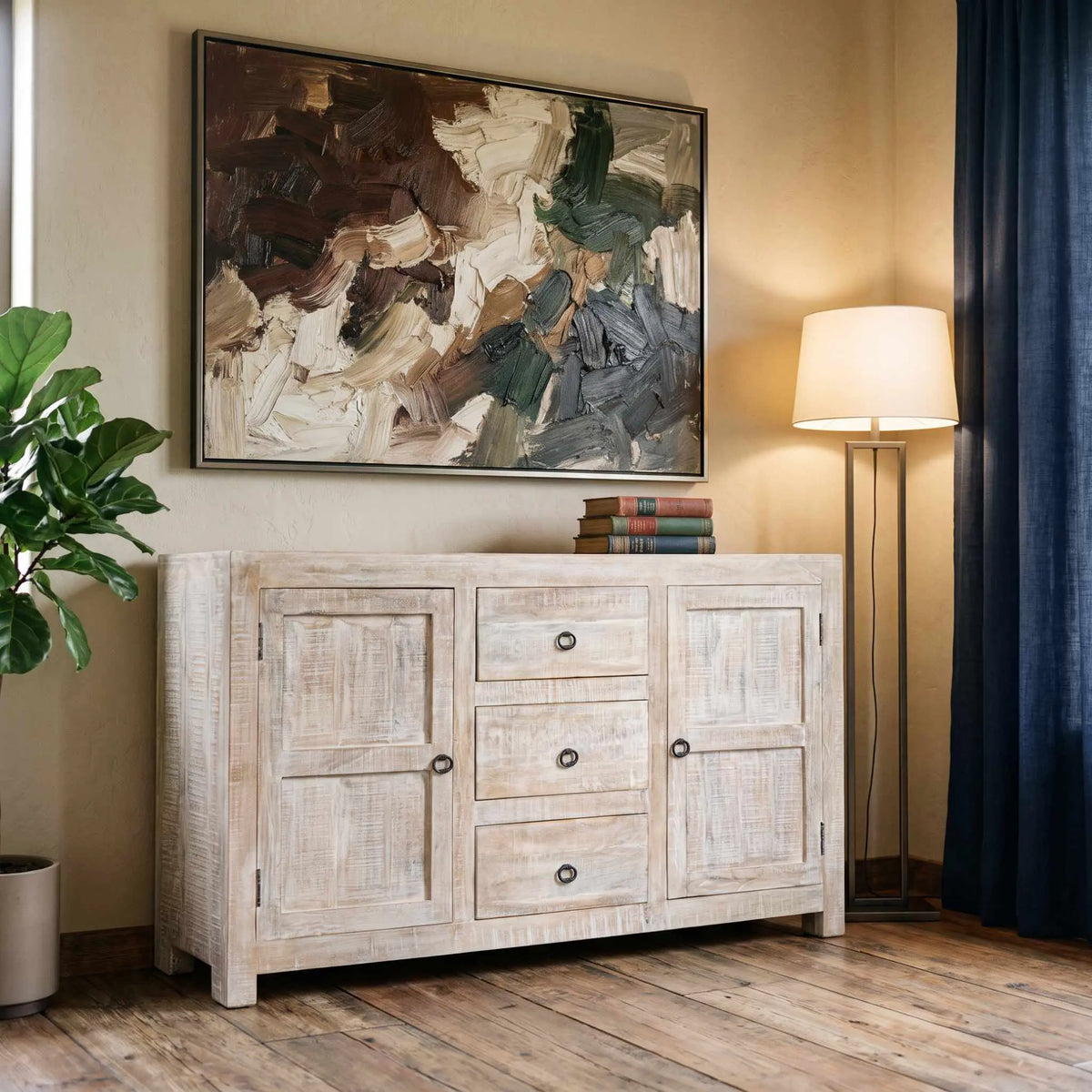 Aparador Goa 2 puertas 3 cajones 150x40x85cm | Madera de Mango | KUBU #