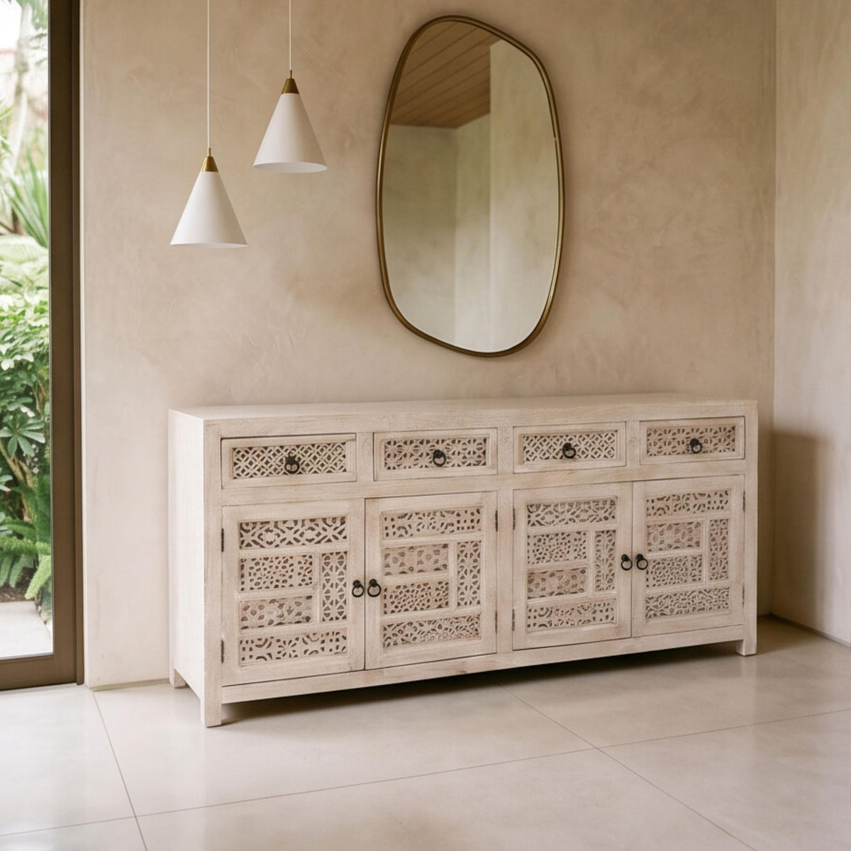 Aparador Pawai 4 puertas - 4 cajones 180x40x90cm | Madera de Mango | KUBU #