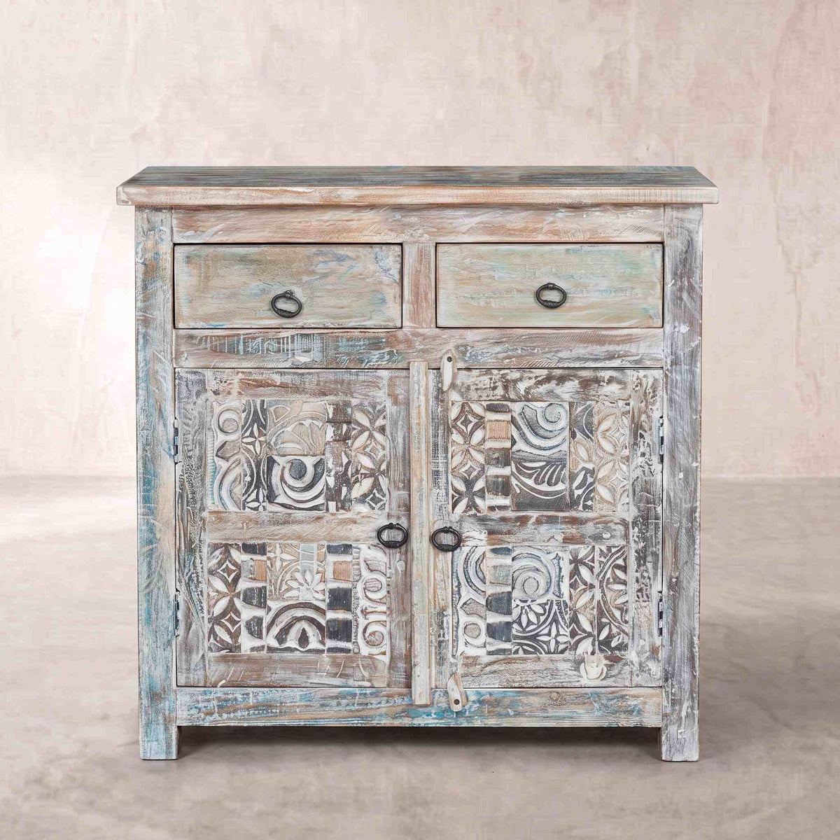 Aparador consola Alhmirah 2 puertas 2 cajones 90x40x90cm | Madera de Mango | KUBU #