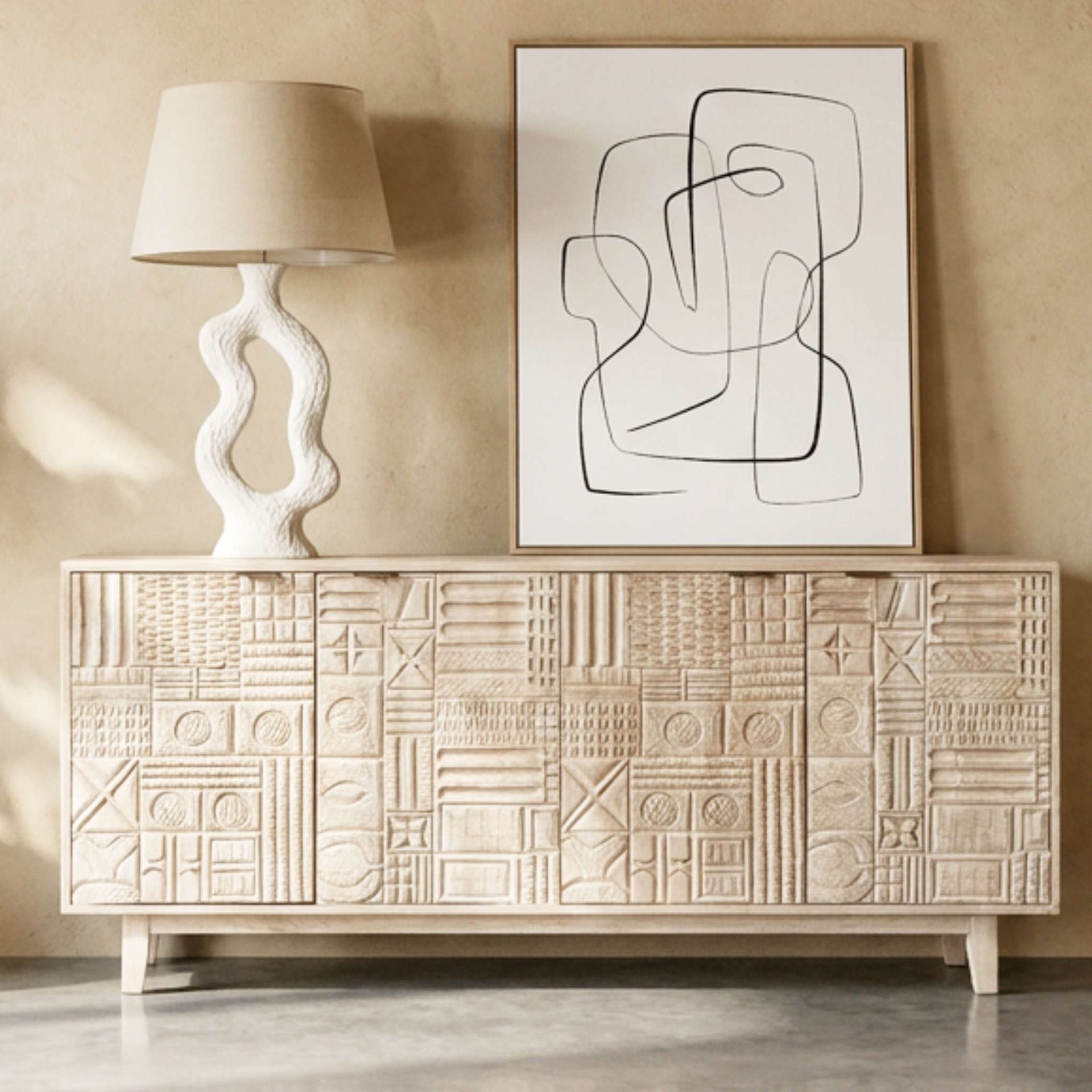 Aparador de Madera de Mango Maya 180cm | Diseño de 4 Puertas | KUBU #