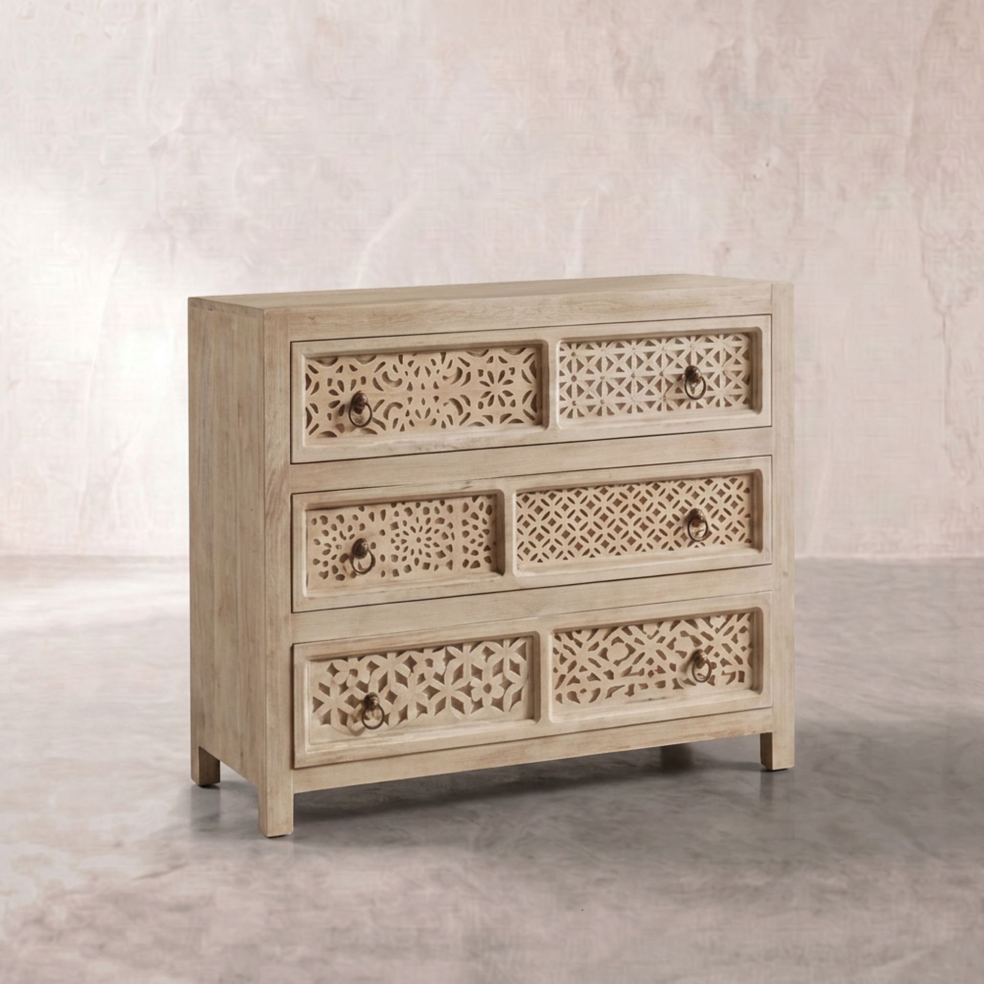 Cómoda Pawai de 3 cajones 90x40x85 | Diseño Artesanal madera de Mango | KUBU #