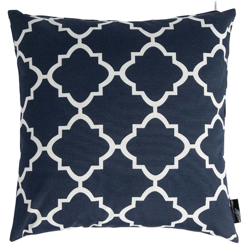 Cojín decorativo 45x45x12 cm estampado azul marino / blanco | Kubu #