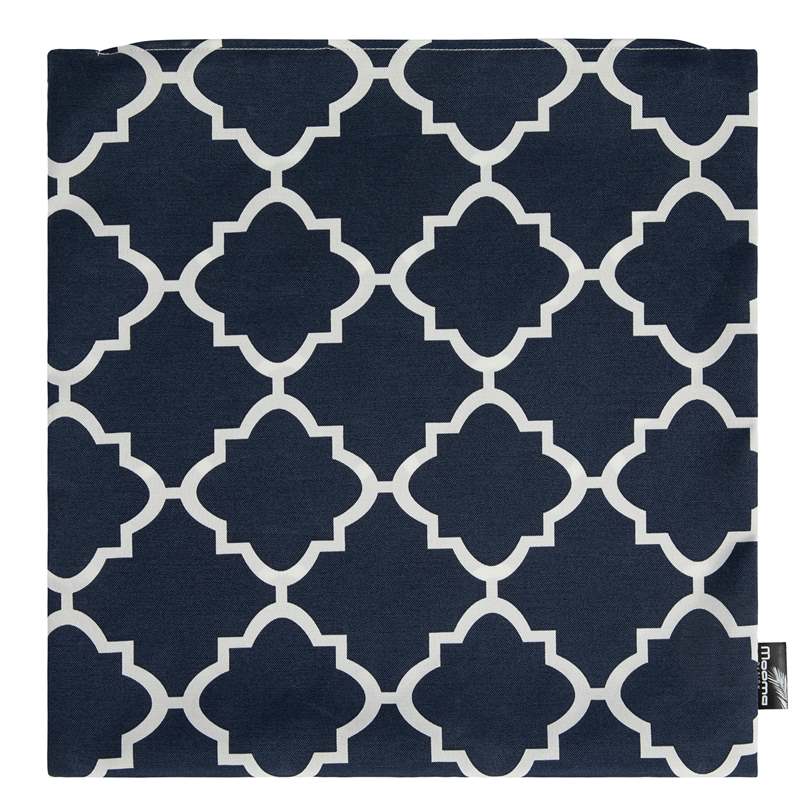Cojín decorativo 45x45x12 cm estampado azul marino / blanco | Kubu #