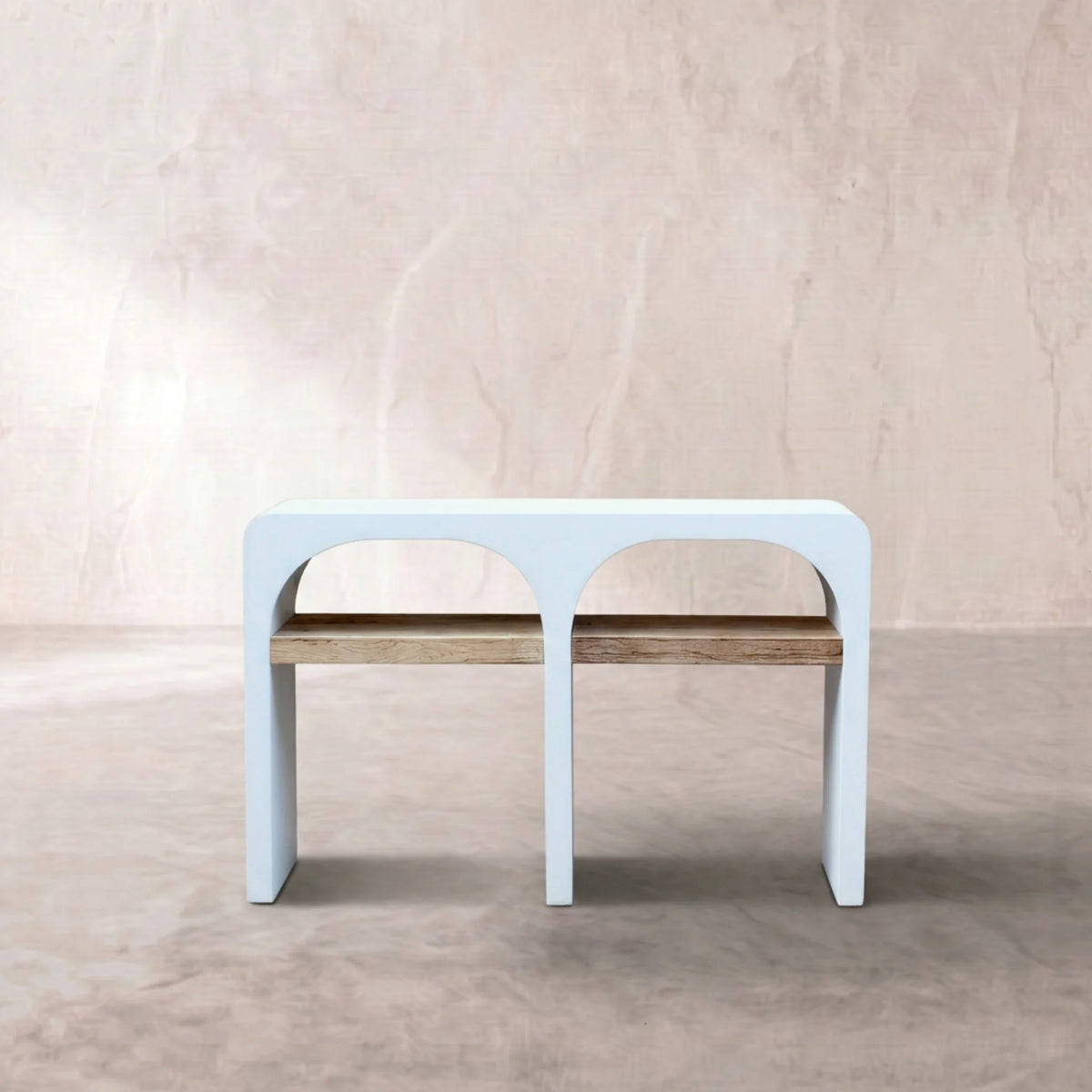 Consola Eivissa120x35x76cm | Blanco Mate y Madera reciclada de Acacia | KUBU #
