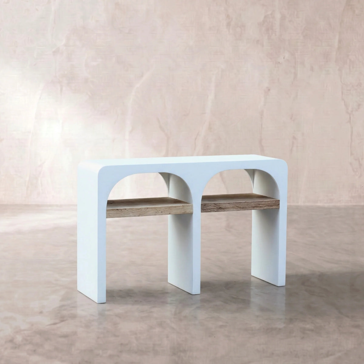 Consola Eivissa120x35x76cm | Blanco Mate y Madera reciclada de Acacia | KUBU #