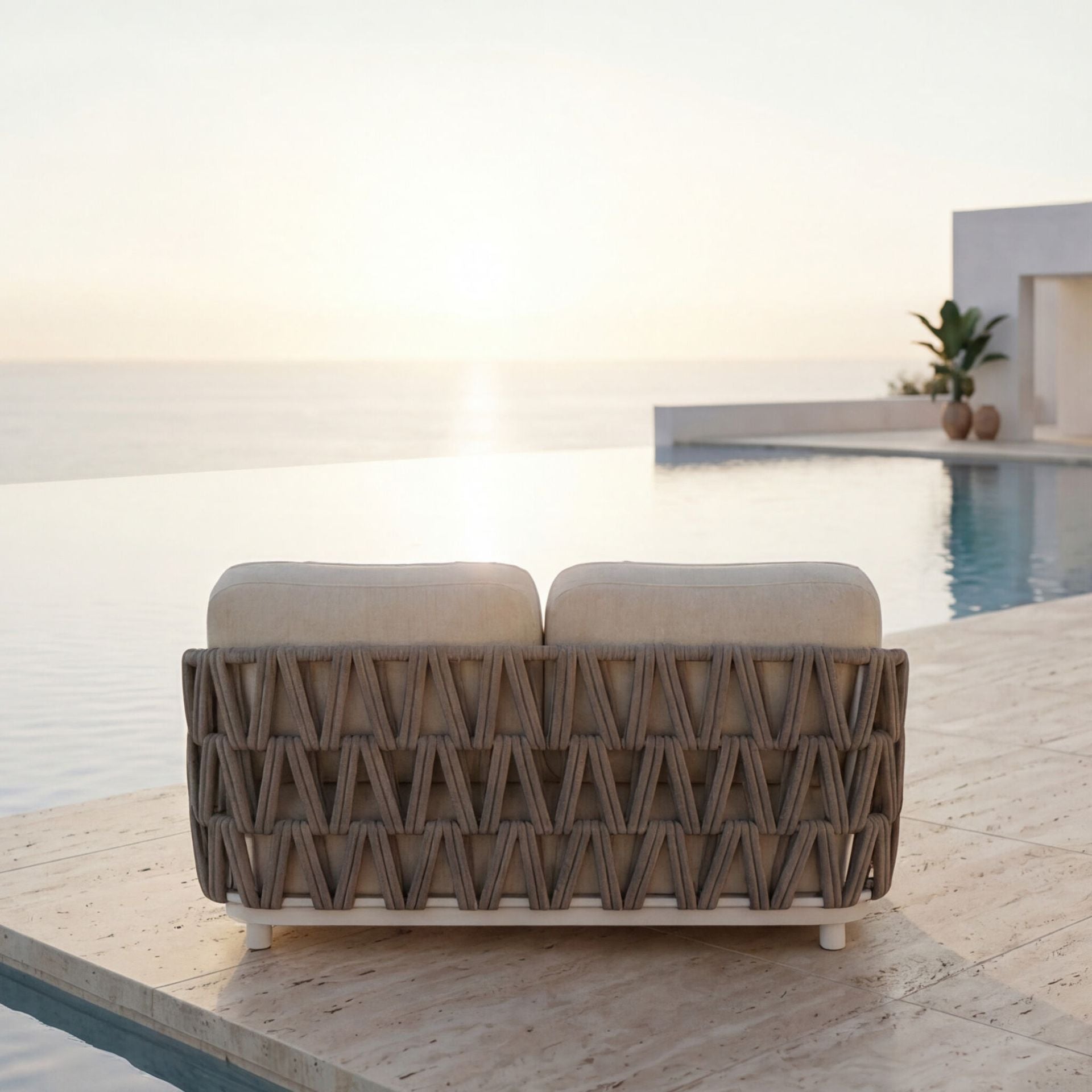 Daybed Carson aluminio blanco textil beige | Kubu #