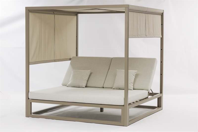 Daybed Edna aluminio taupe y textil beige | Kubu #
