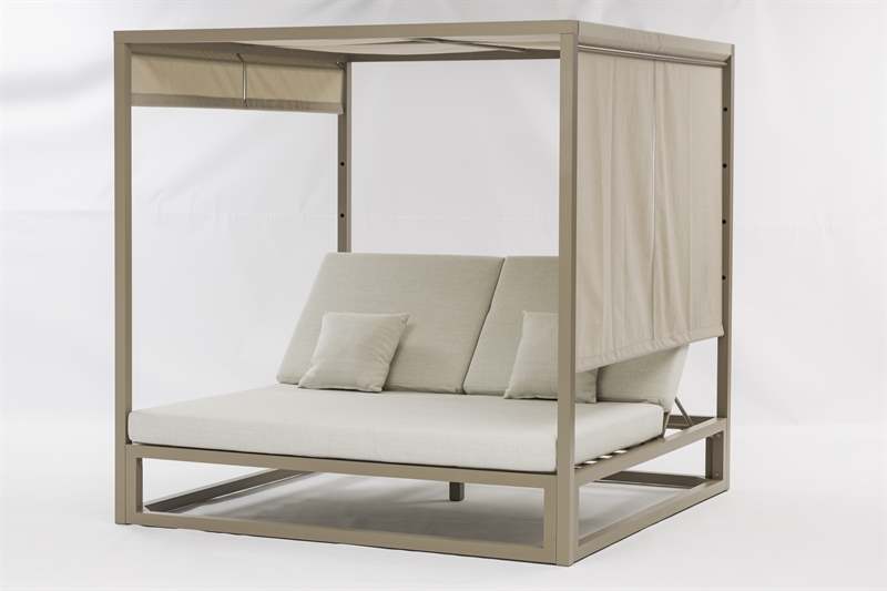 Daybed Edna aluminio taupe y textil beige | Kubu #