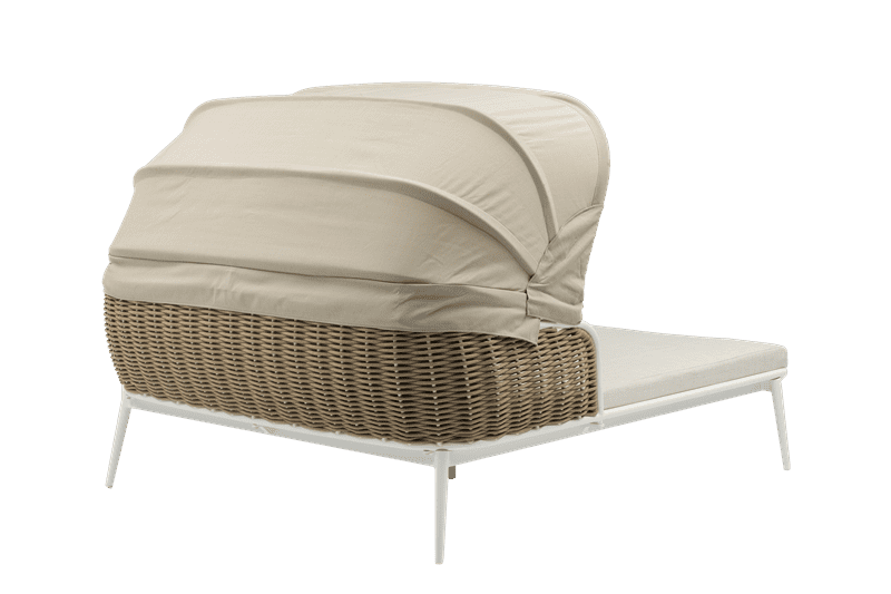 Daybed Irvine aluminio blanco cuerda taupe cojín beige top en textil beige claro. | Kubu #