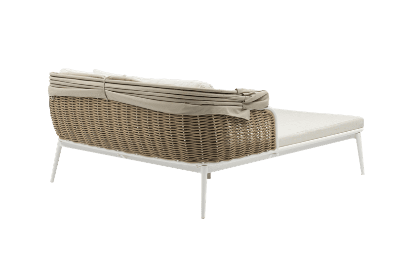 Daybed Irvine aluminio blanco cuerda taupe cojín beige top en textil beige claro. | Kubu #