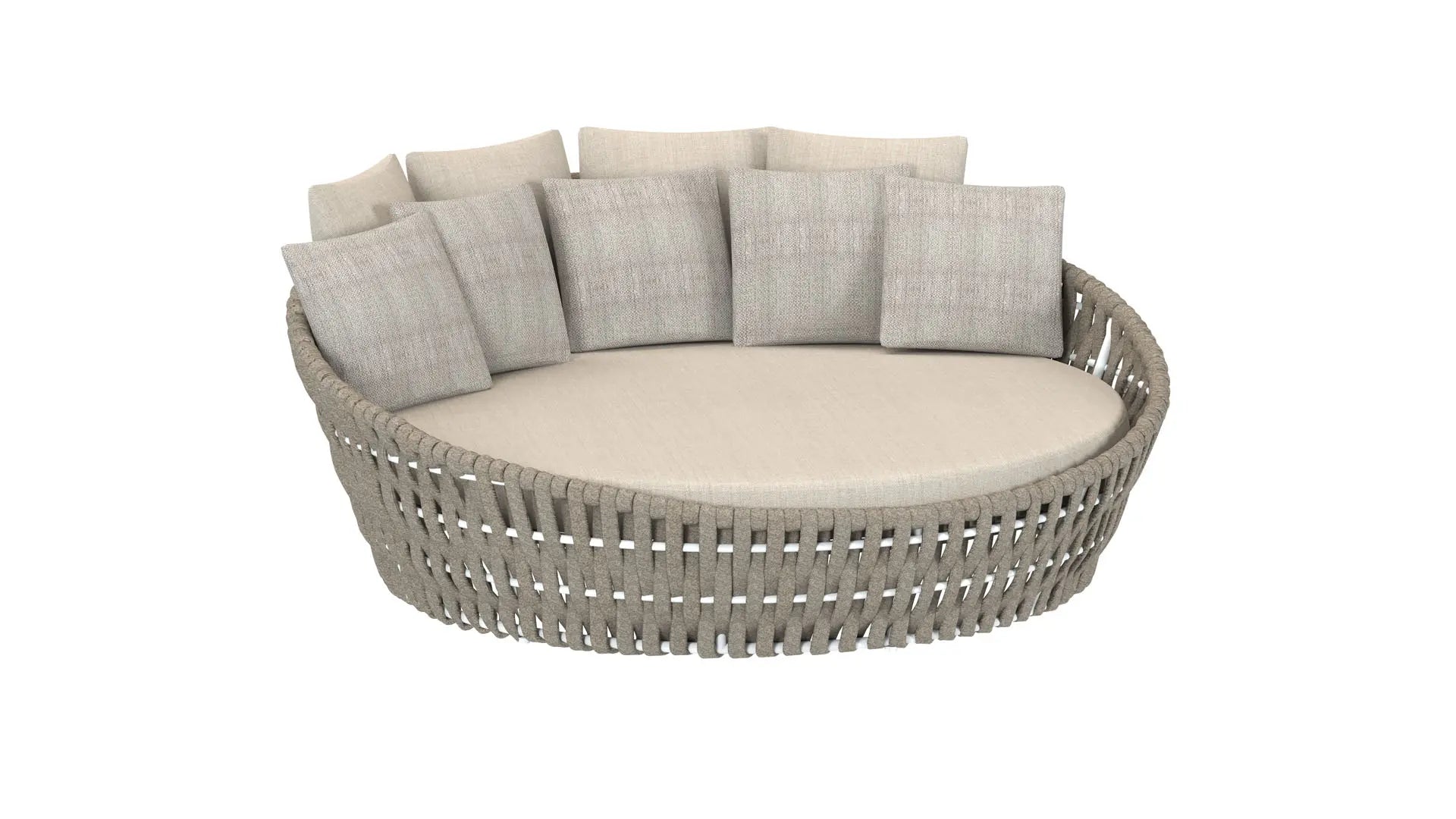 Daybed Meridian aluminio blanco cuerda greige y textil greige. | Kubu #