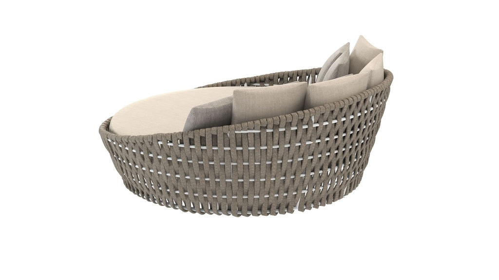 Daybed Meridian aluminio blanco cuerda greige y textil greige. | Kubu #