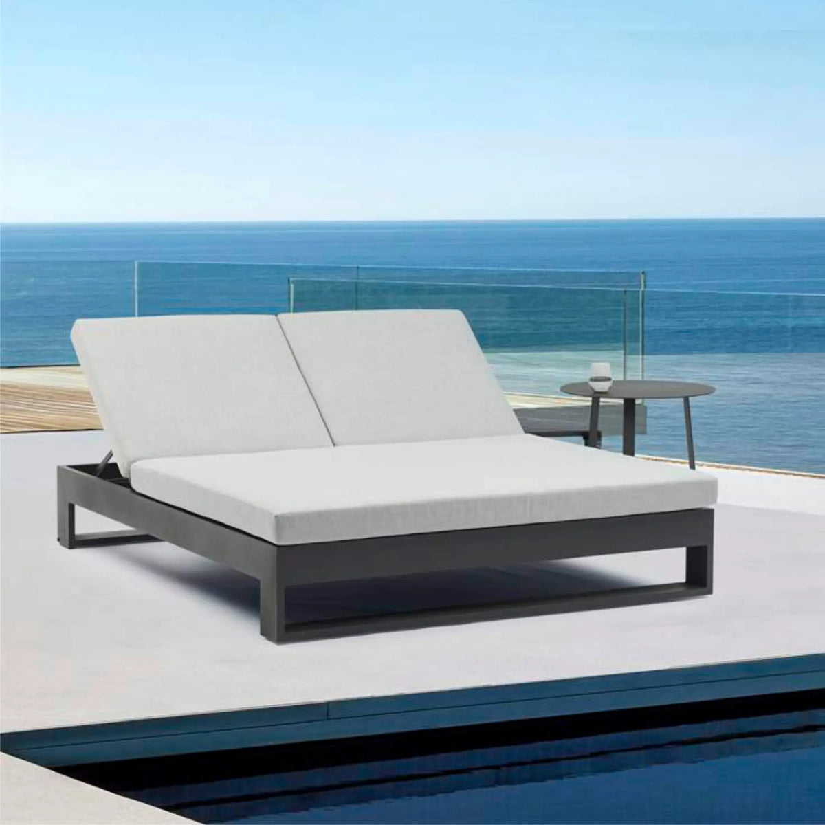 Daybed Niland aluminio antracita y textil gris medio | KUBU #