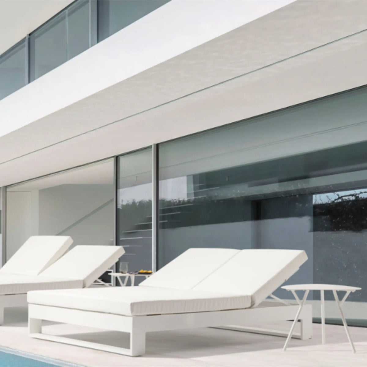 Daybed Niland aluminio blanco y tejido náutico blanco | KUBU #