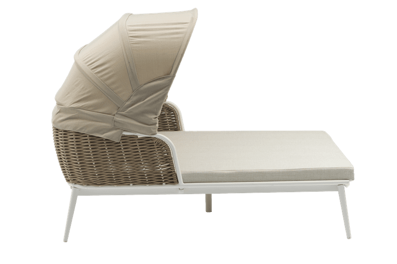 Daybed de Exterior Irvine | Aluminio Blanco y Cuerda Taupe | Kubu #