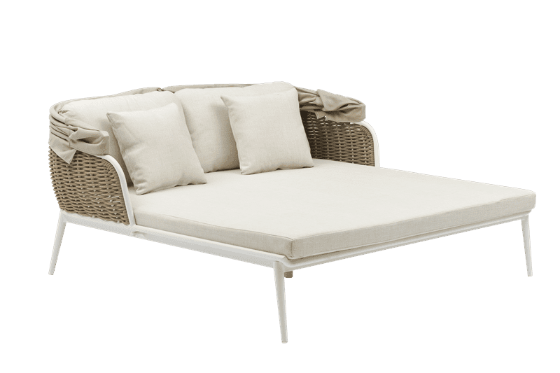 Daybed de Exterior Irvine | Aluminio Blanco y Cuerda Taupe | Kubu #