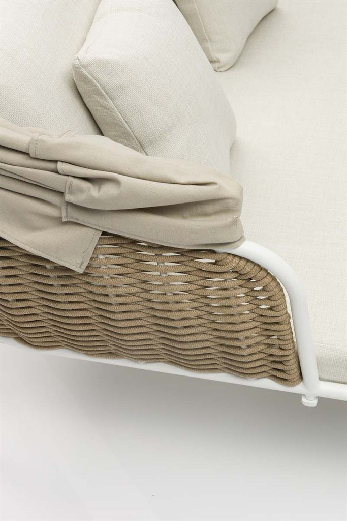 Daybed de Exterior Irvine | Aluminio Blanco y Cuerda Taupe | Kubu #
