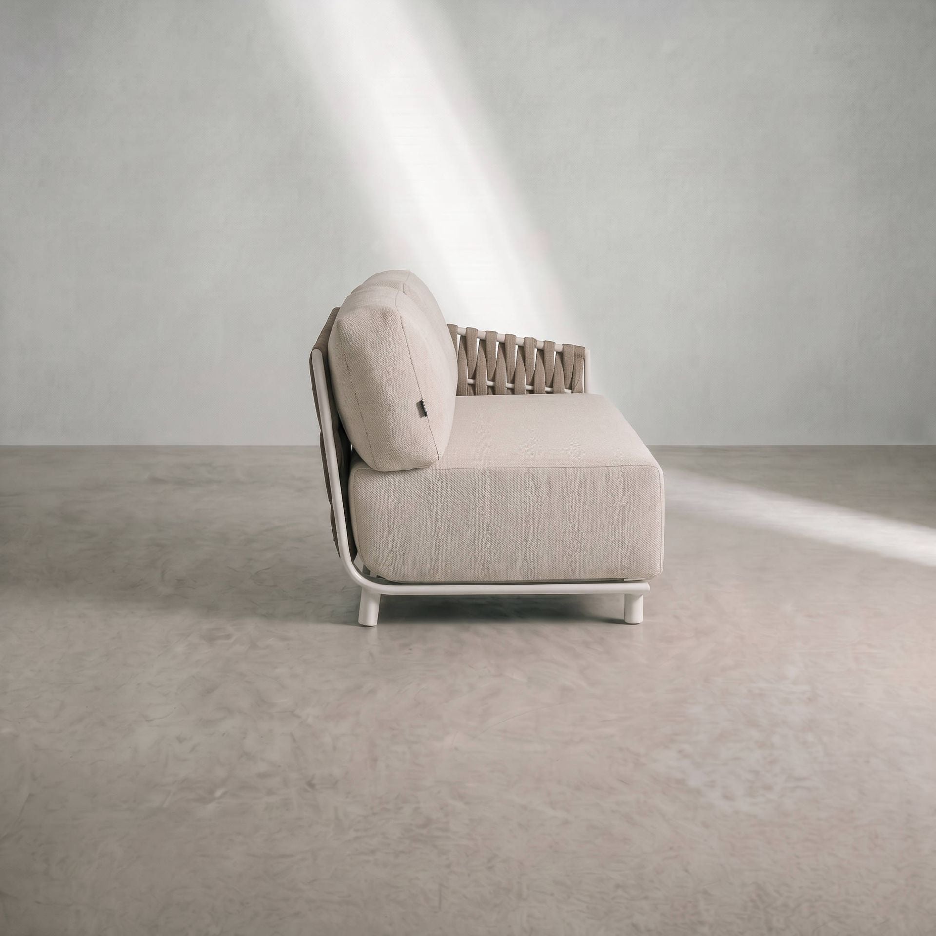 Módulo 2 plazas Carson brazo derecho aluminio blanco textil beige (VF) | Kubu #