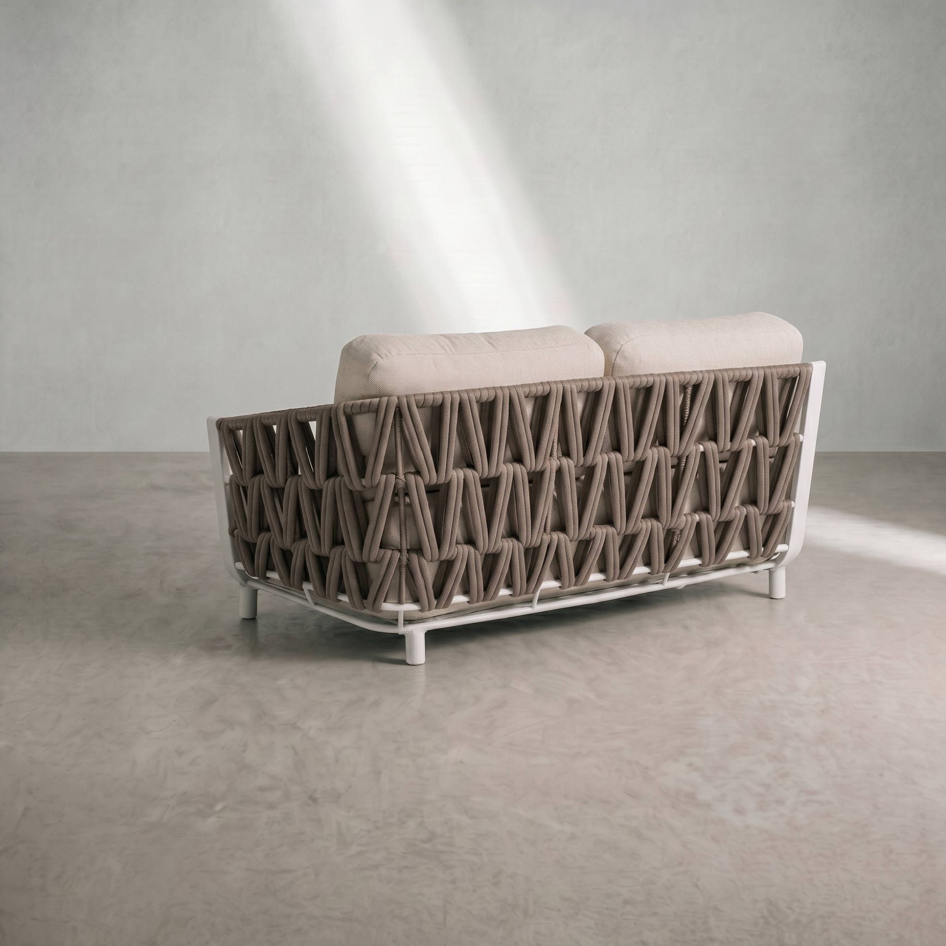 Módulo 2 plazas Carson brazo derecho aluminio blanco textil beige (VF) | Kubu #