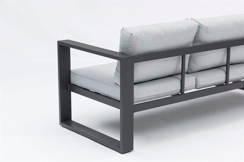 Módulo 2 plazas Niland brazo izquierdo aluminio antracita y cojinería gris medio | Kubu #