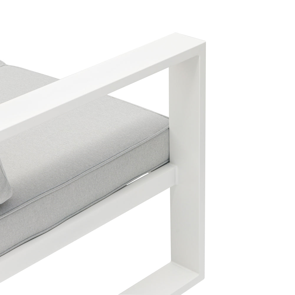 Módulo 2 plazas Niland brazo izquierdo aluminio blanco y cojinería gris claro. | Kubu #