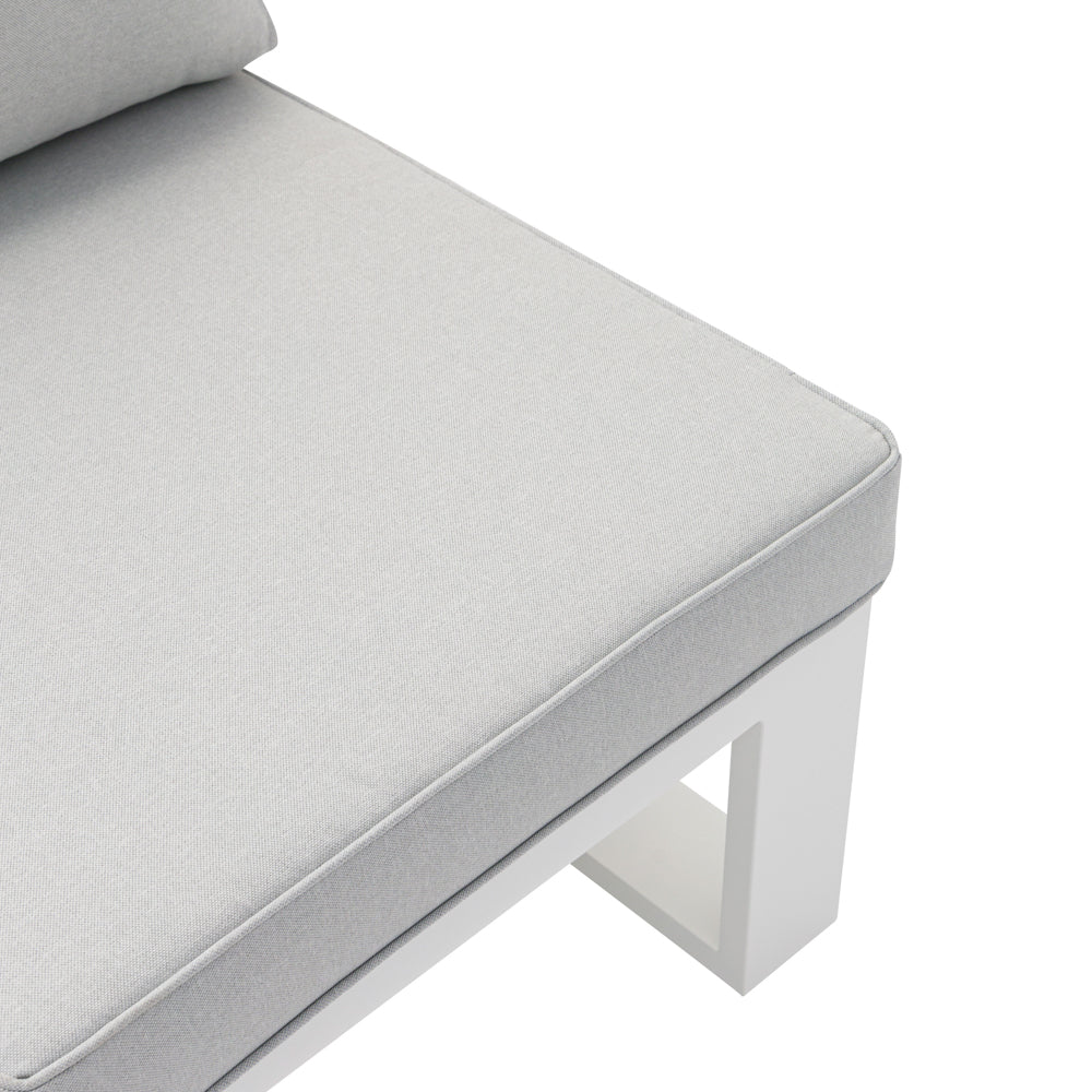 Módulo 2 plazas Niland brazo izquierdo aluminio blanco y cojinería gris claro. | Kubu #