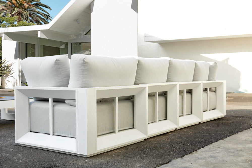 Módulo esquina Onix aluminio blanco cojinería gris claro | KUBU #
