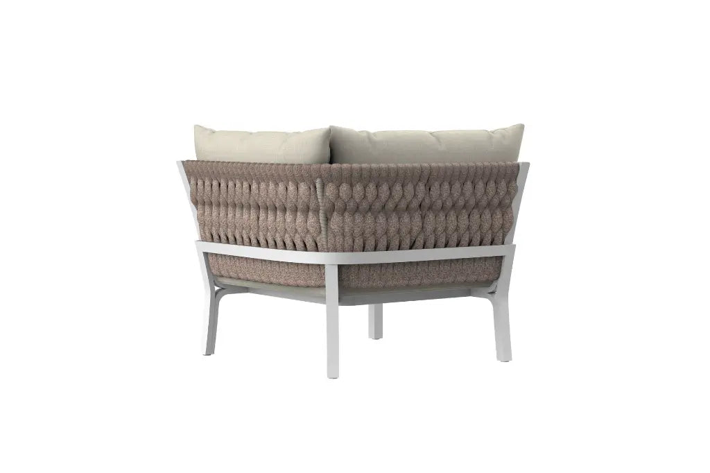Módulo esquinero Anmore aluminio blanco textil greige | Kubu #