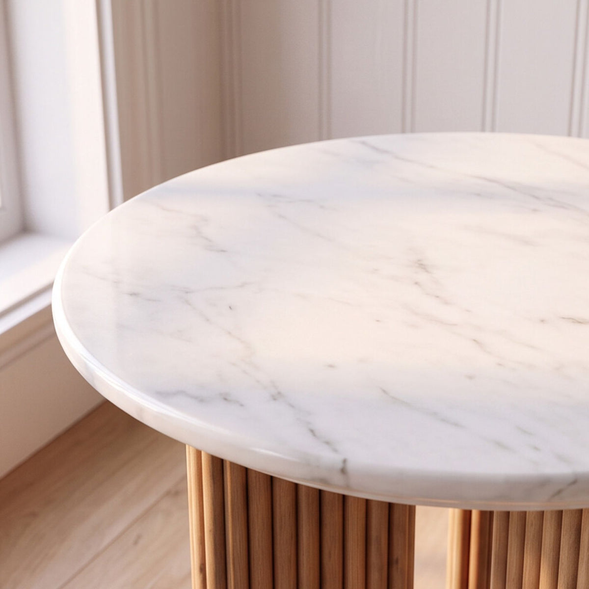 Mesa Auxiliar Bristol 42x42x52cm | Madera de mango y mármol natural | KUBU #