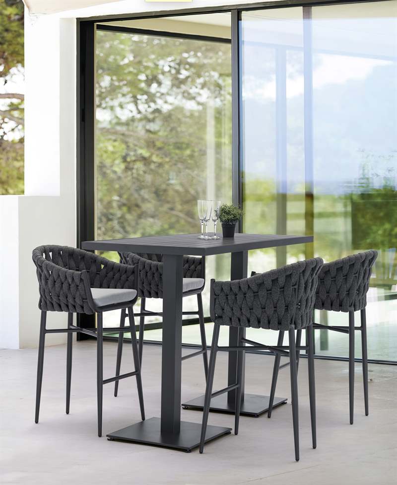 Mesa Bar Meridian Aluminio y Cristal 3D Antracita 130x70 cm | Kubu #
