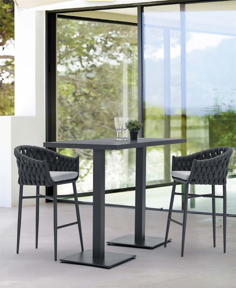 Mesa Bar Meridian Aluminio y Cristal 3D Antracita 130x70 cm | Kubu #