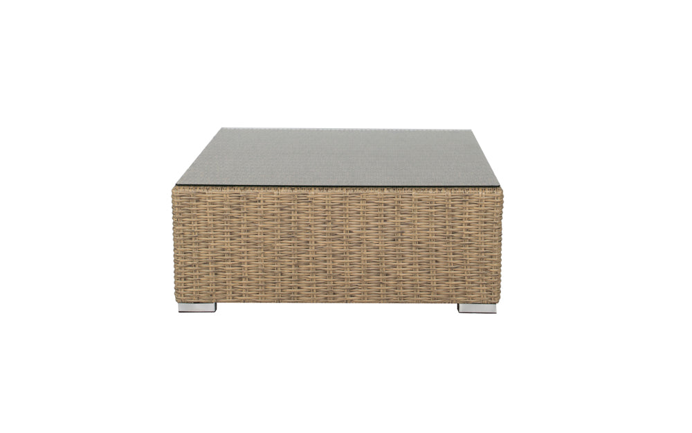 Mesa/Puf California Convertible en Ratán Sintético y Cristal Templado | Kubu #