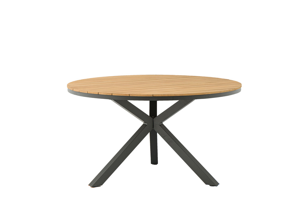 Mesa Redonda Sydney Aluminio Teca Ø150 cm, Diseño Moderno | Kubu #