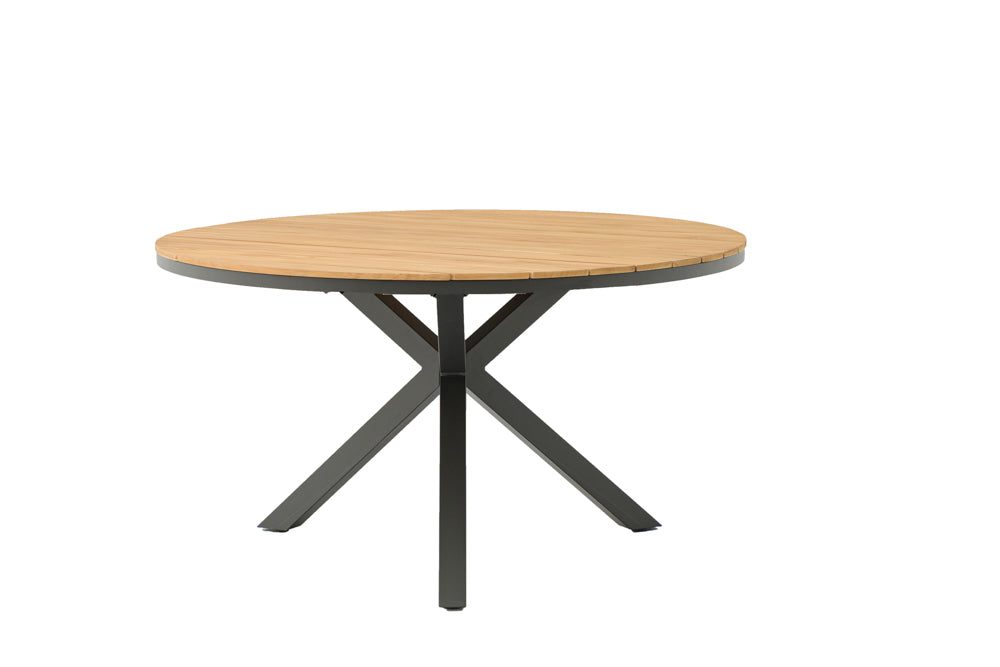 Mesa Redonda Sydney Aluminio Teca Ø150 cm, Diseño Moderno | Kubu #